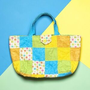 Large Handmade Patchwork Tote Bag Quilted Spring Overnight Travel Weekender